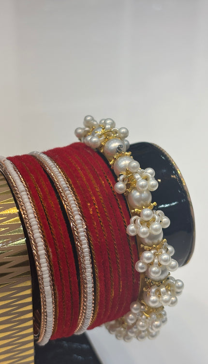 Velvet, Red & White Bangles