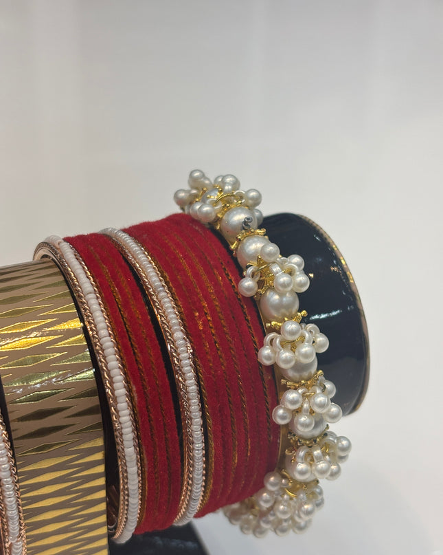 Velvet, Red & White Bangles