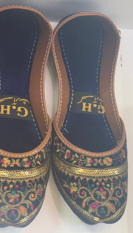 Navy Blue Designed Khussa