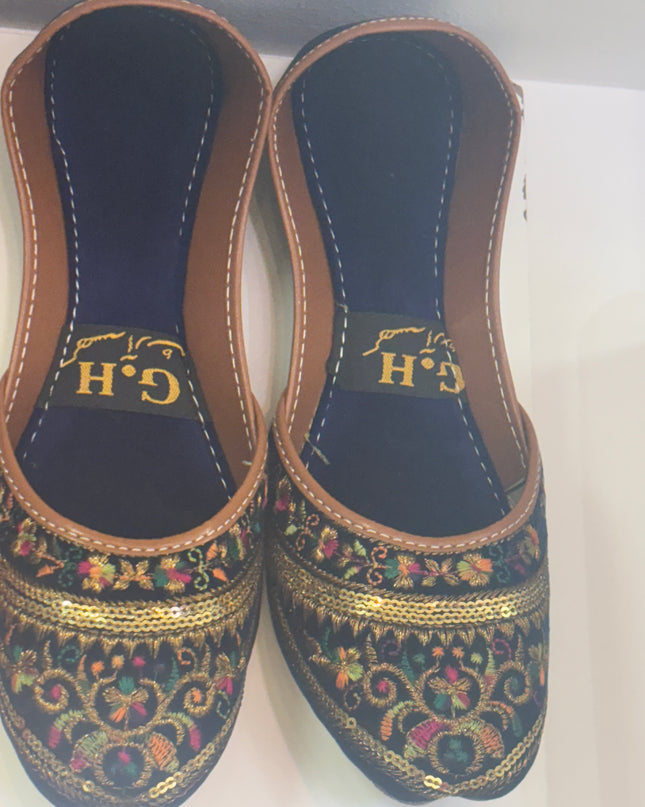 Navy Blue Designed Khussa
