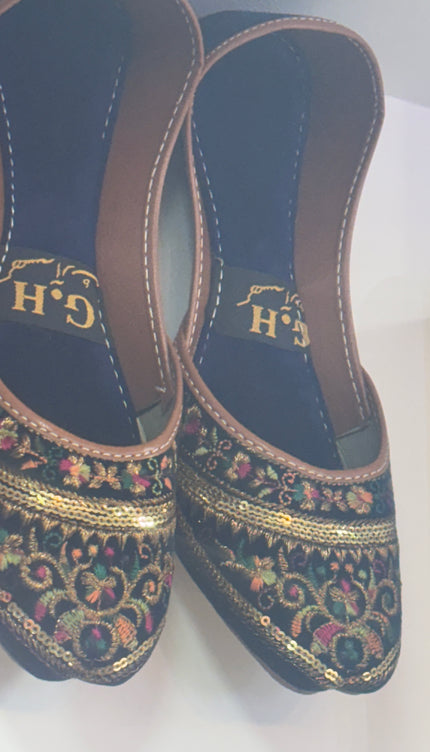 Navy Blue Designed Khussa