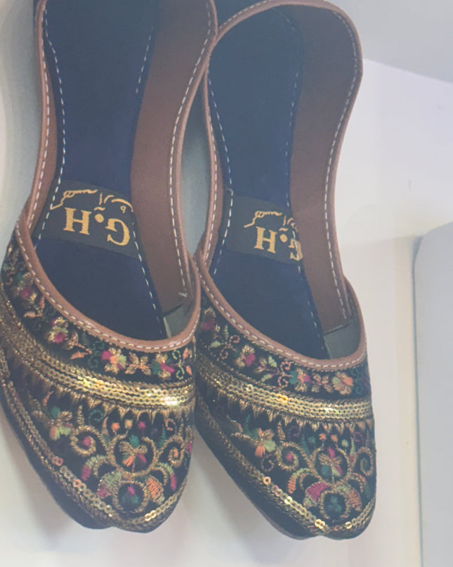 Navy Blue Designed Khussa