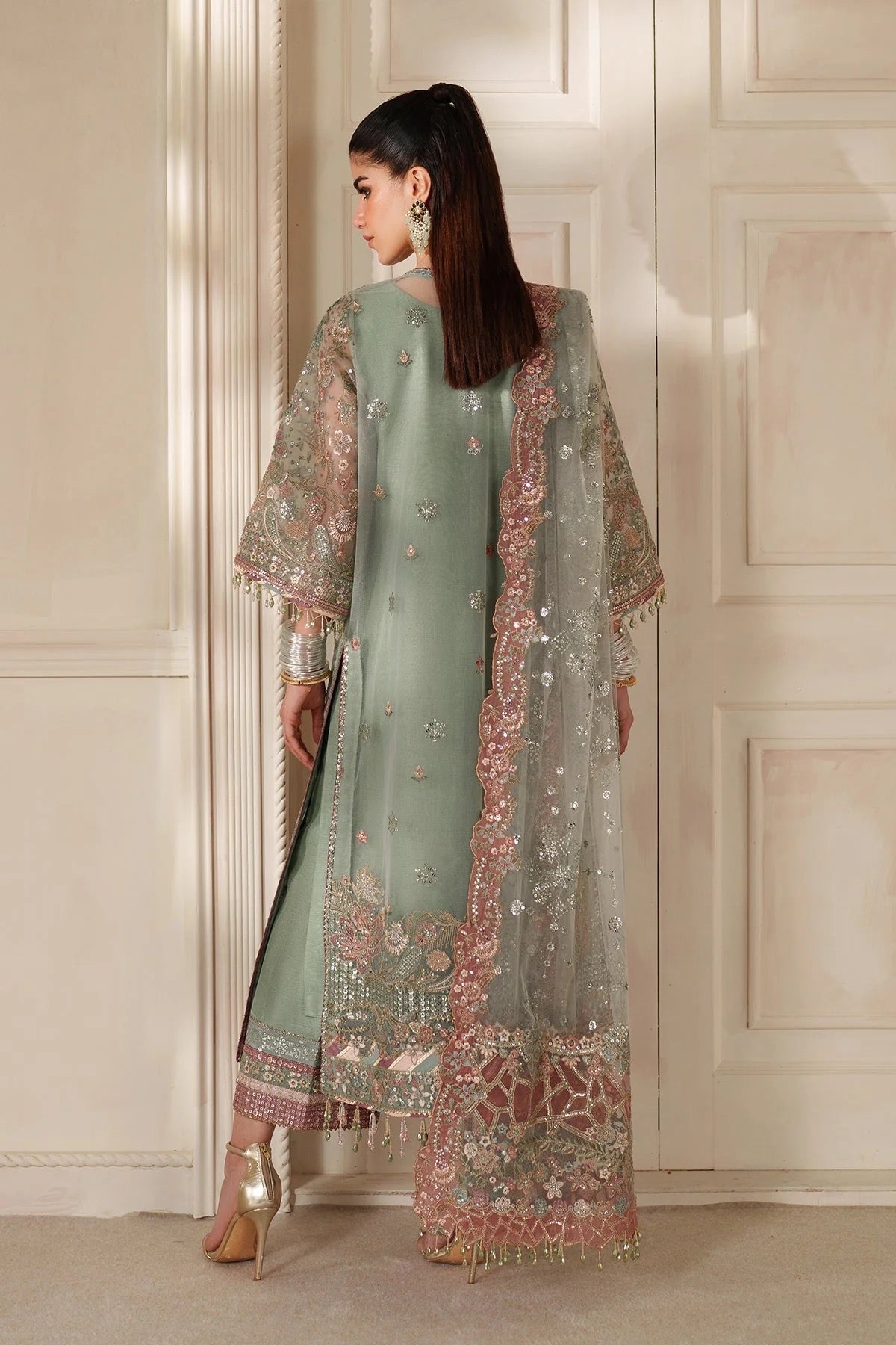 EMBROIDERED NET CH14-06 UNSTITCHED