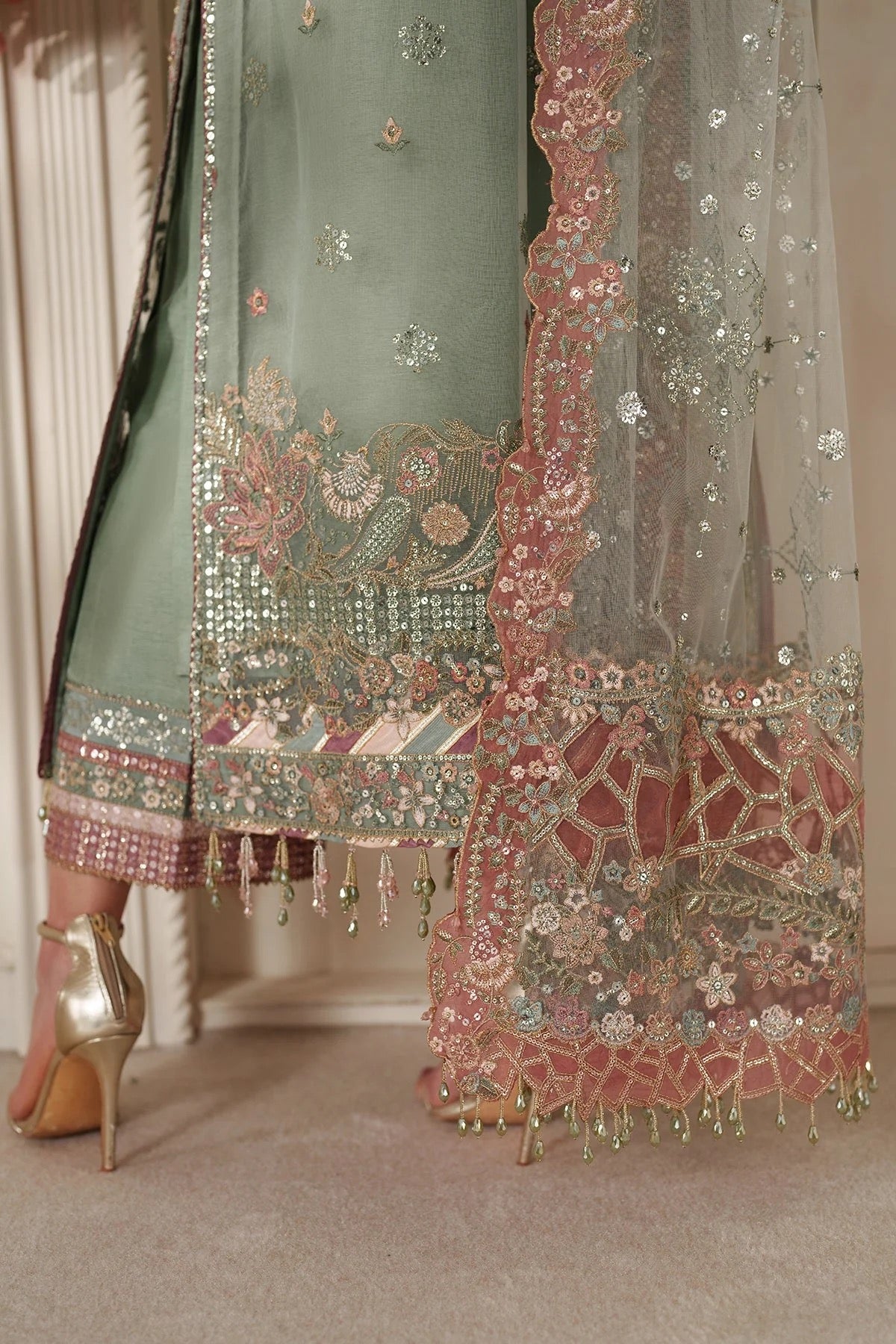 EMBROIDERED NET CH14-06 UNSTITCHED
