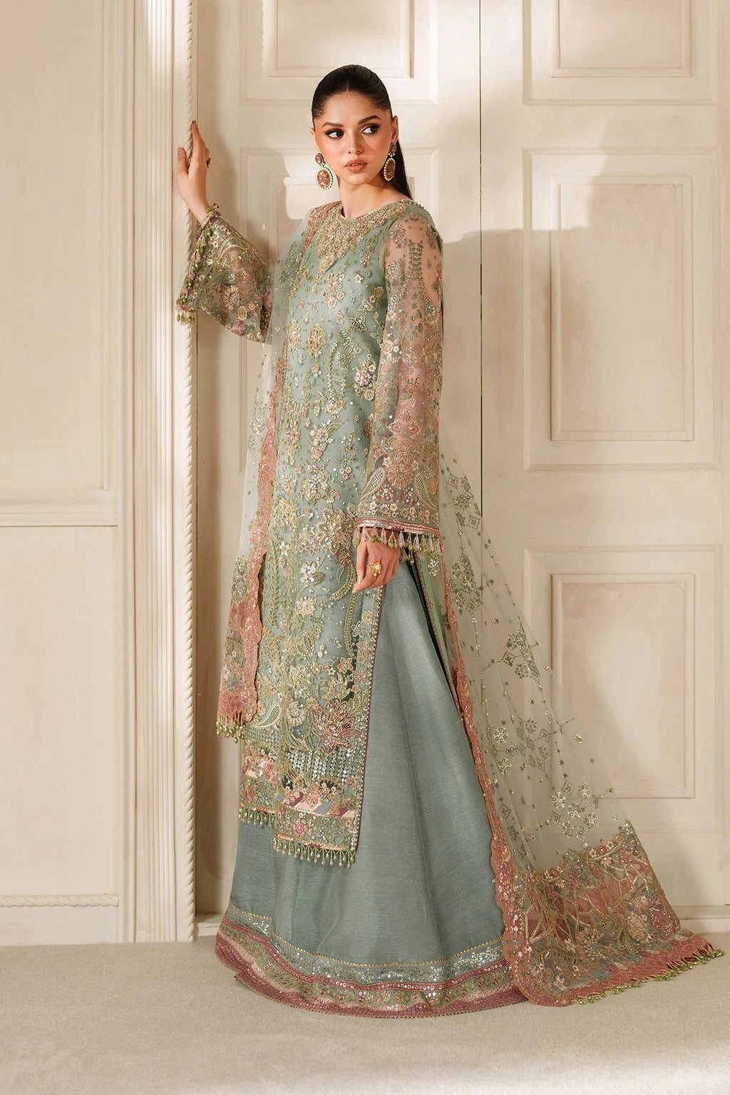 EMBROIDERED NET CH14-06 UNSTITCHED