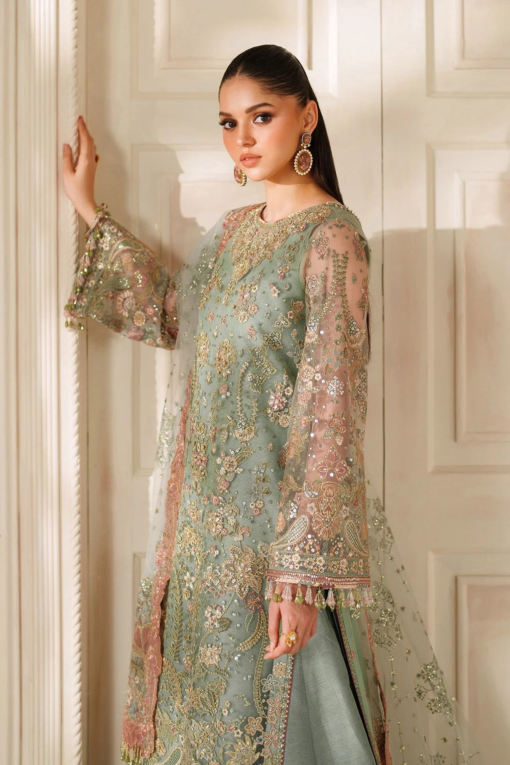 EMBROIDERED NET CH14-06 UNSTITCHED
