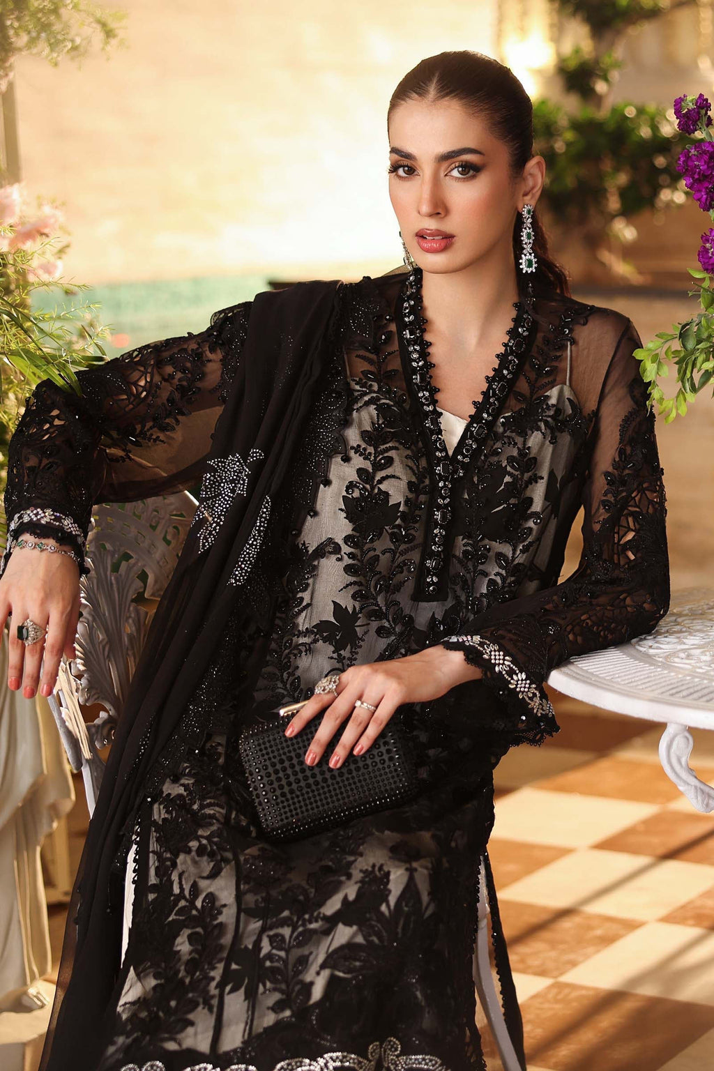 3 Piece Embroidered Chiffon Suit