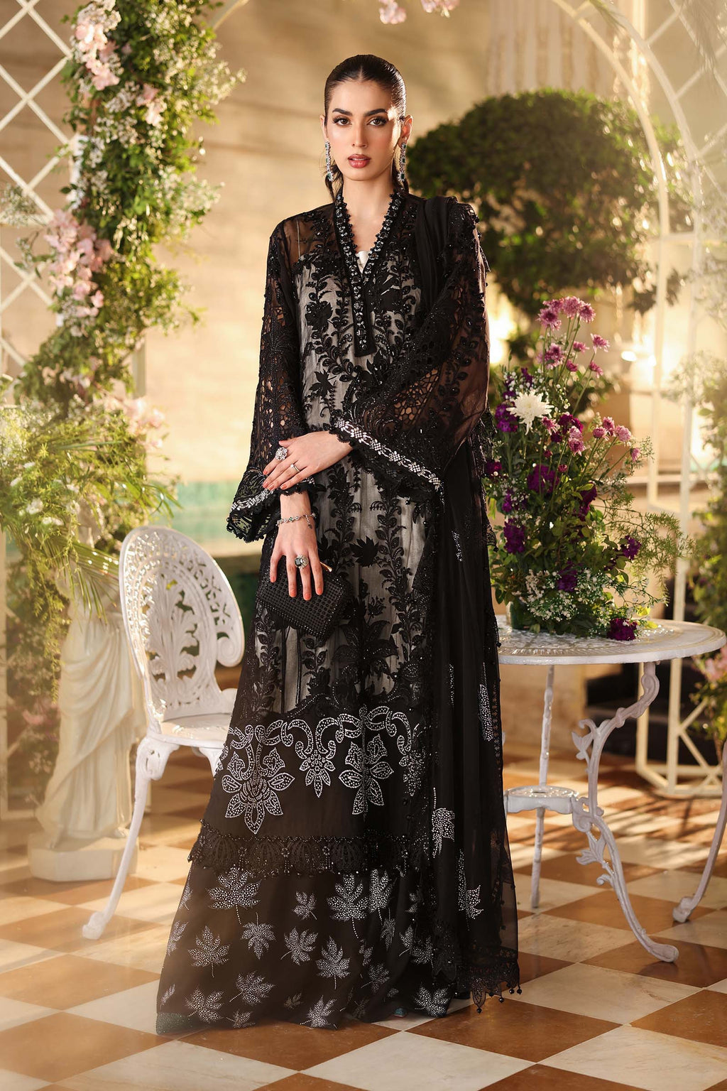 3 Piece Embroidered Chiffon Suit
