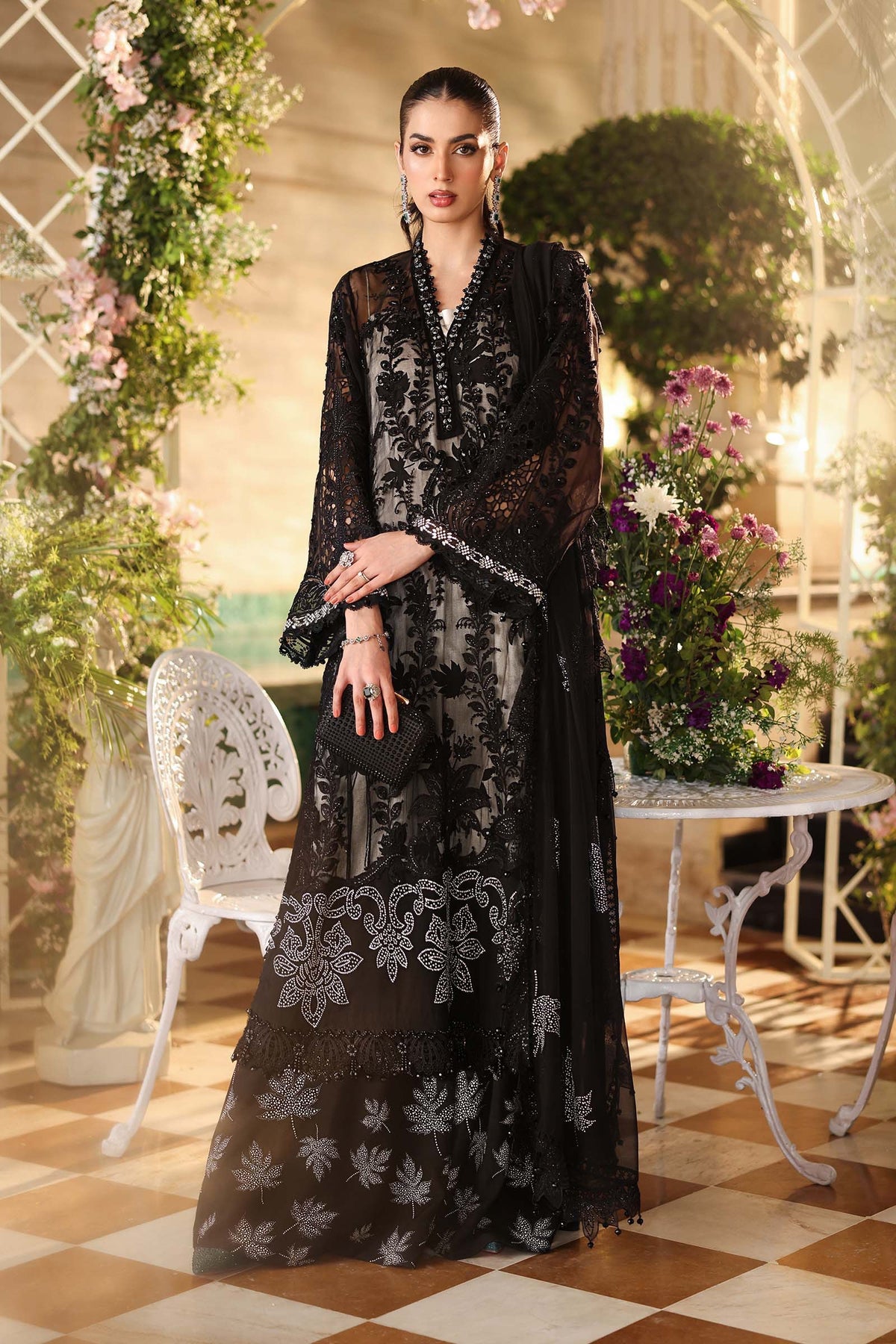 3 Piece Embroidered Chiffon Suit