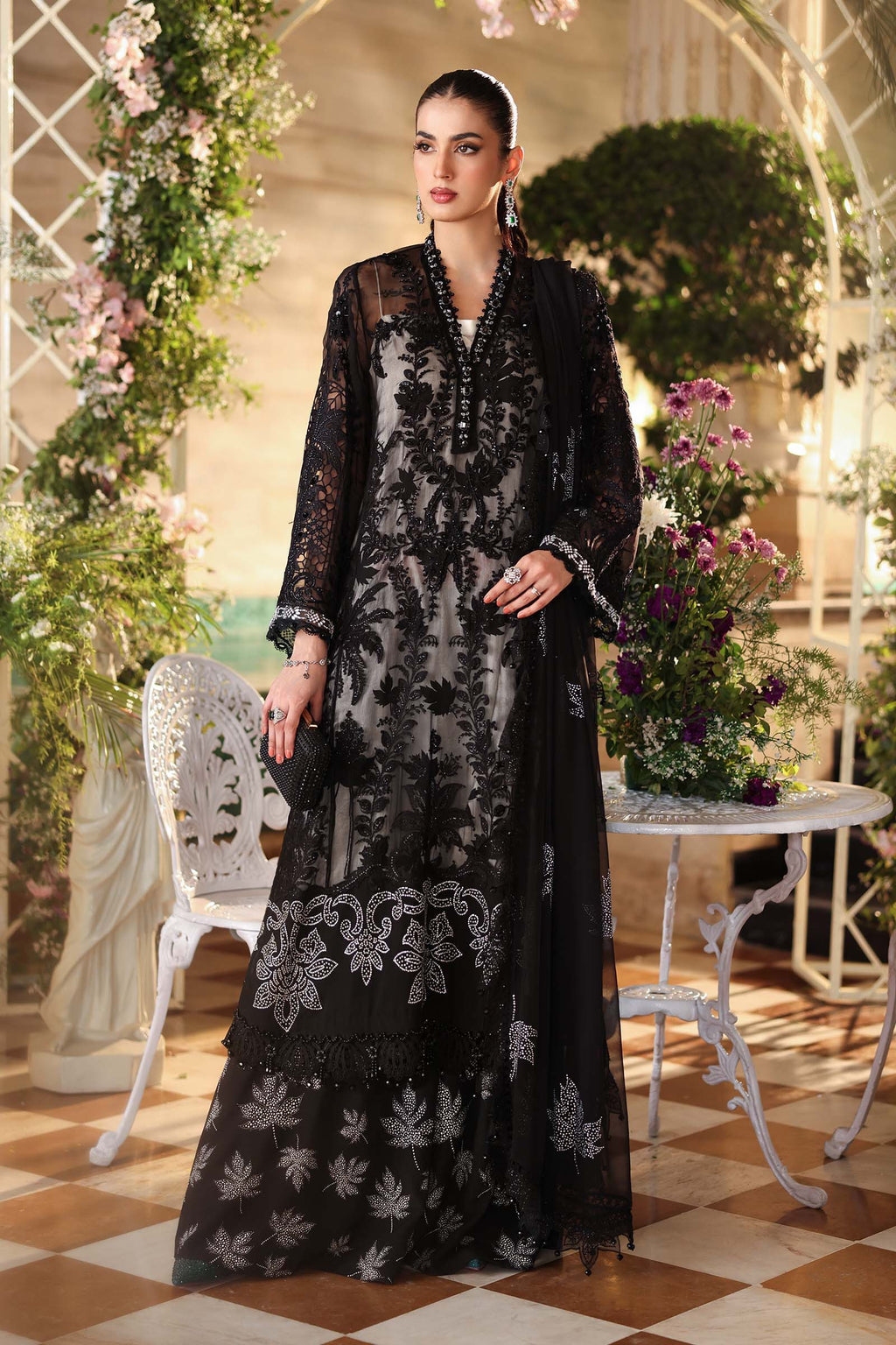 3 Piece Embroidered Chiffon Suit