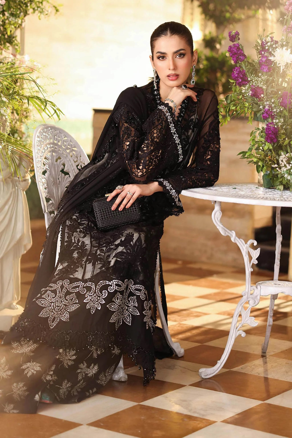 3 Piece Embroidered Chiffon Suit