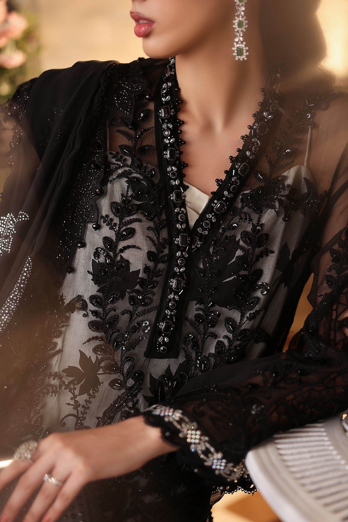 3 Piece Embroidered Chiffon Suit