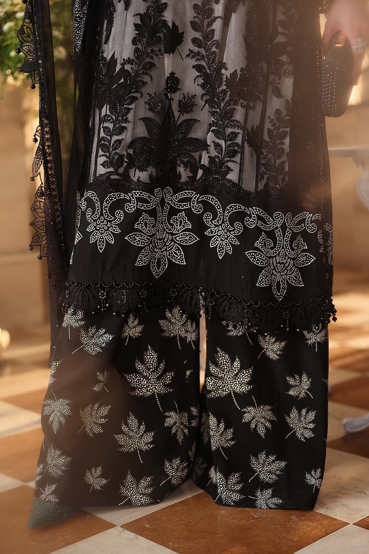 3 Piece Embroidered Chiffon Suit