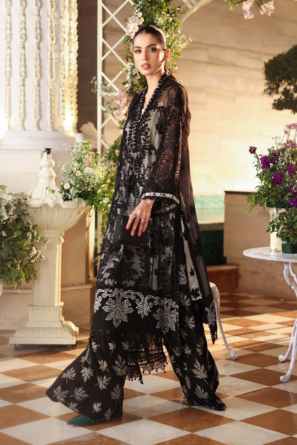 3 Piece Embroidered Chiffon Suit