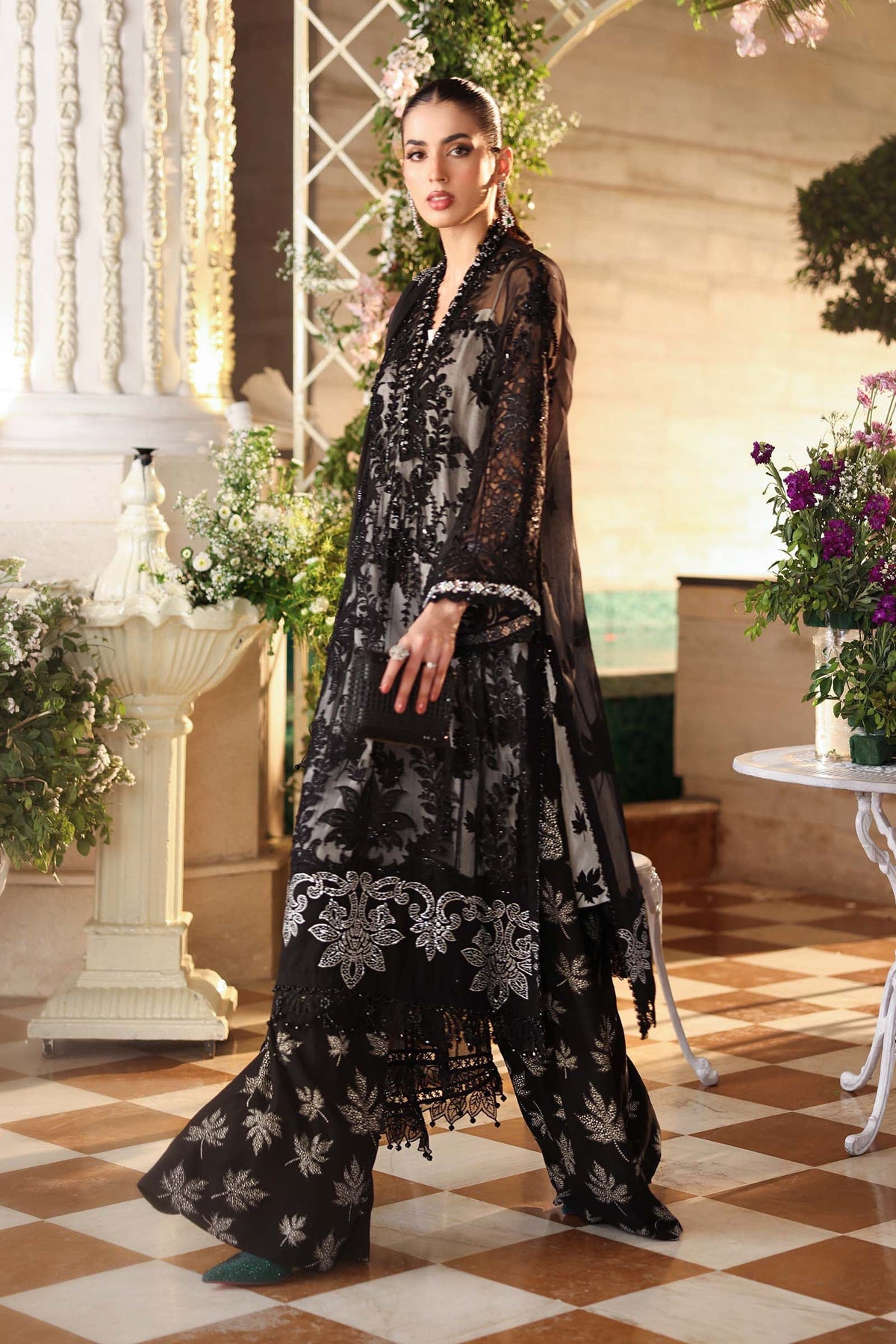 3 Piece Embroidered Chiffon Suit
