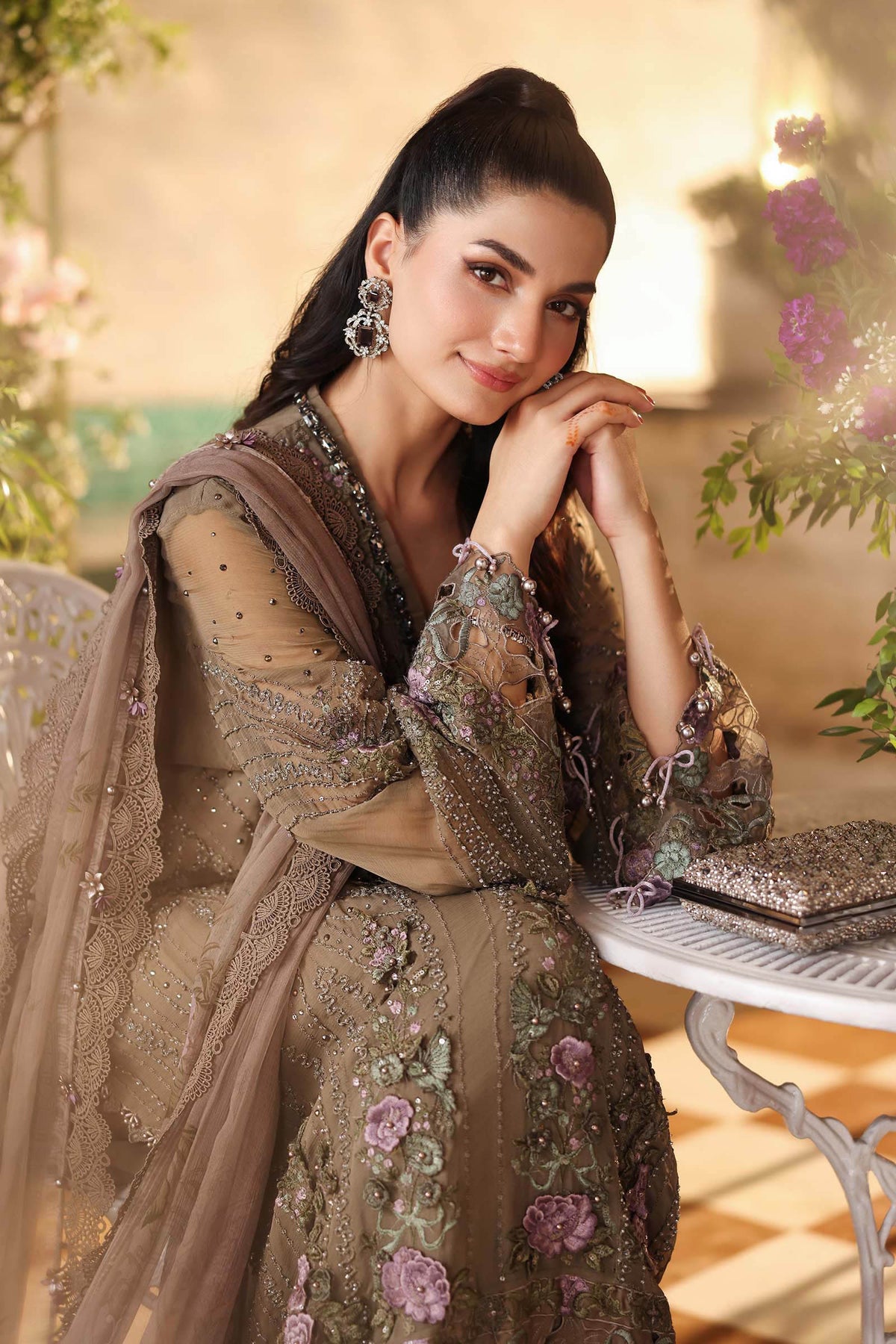 3 Piece Embroidered Chiffon Suit