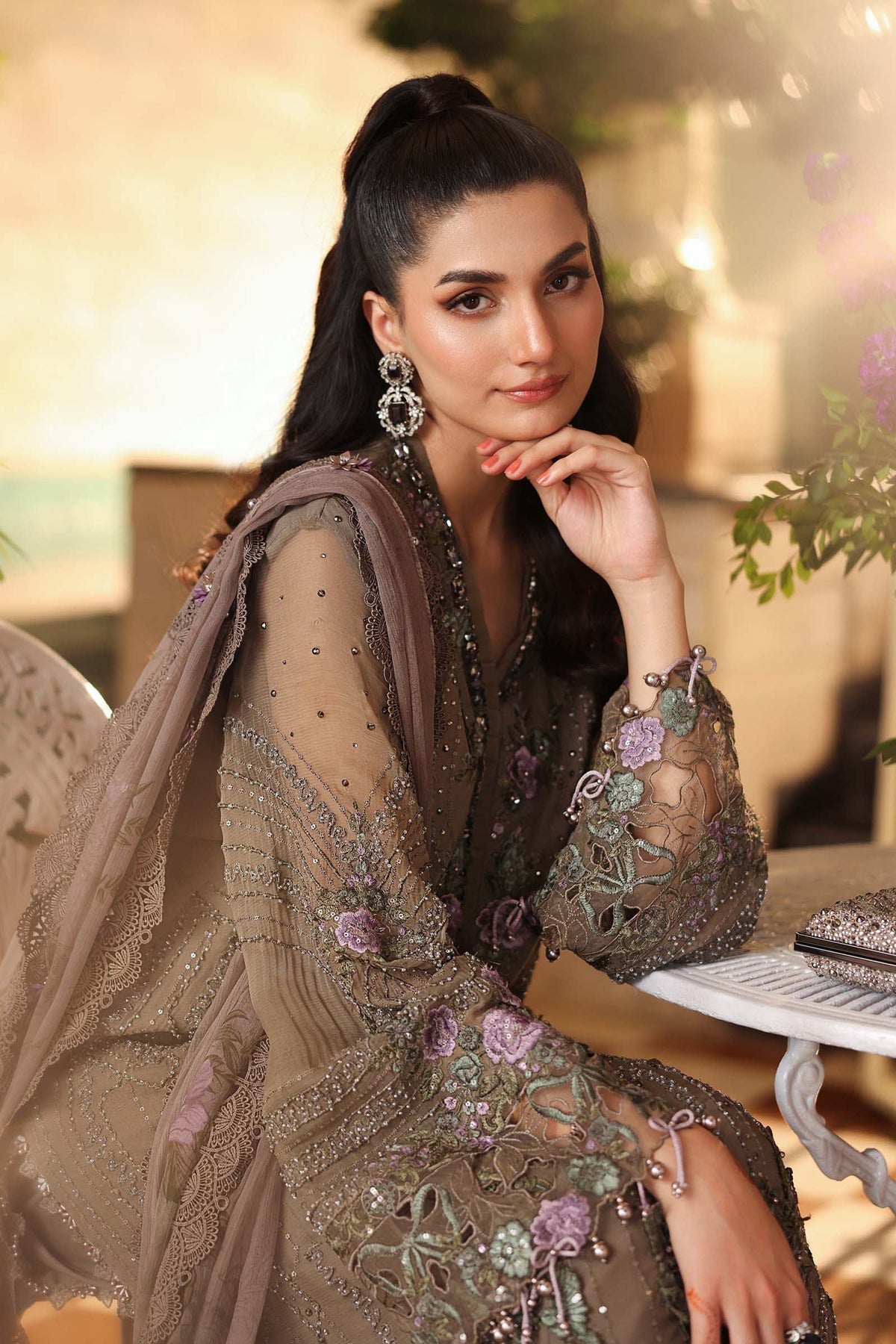 3 Piece Embroidered Chiffon Suit