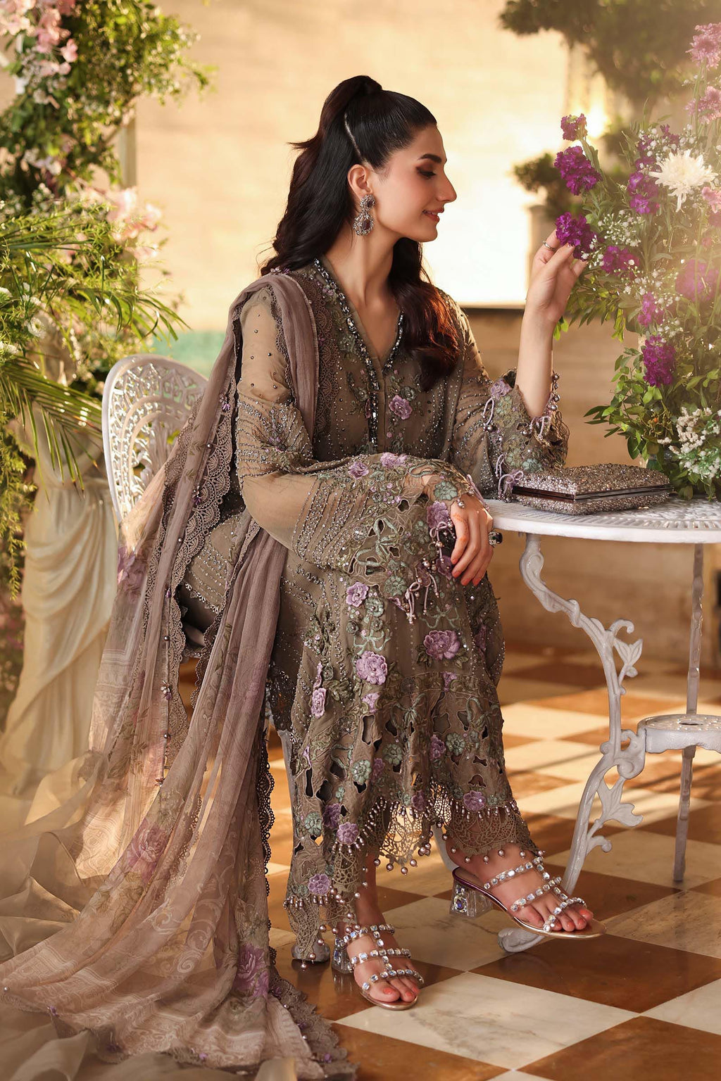 3 Piece Embroidered Chiffon Suit