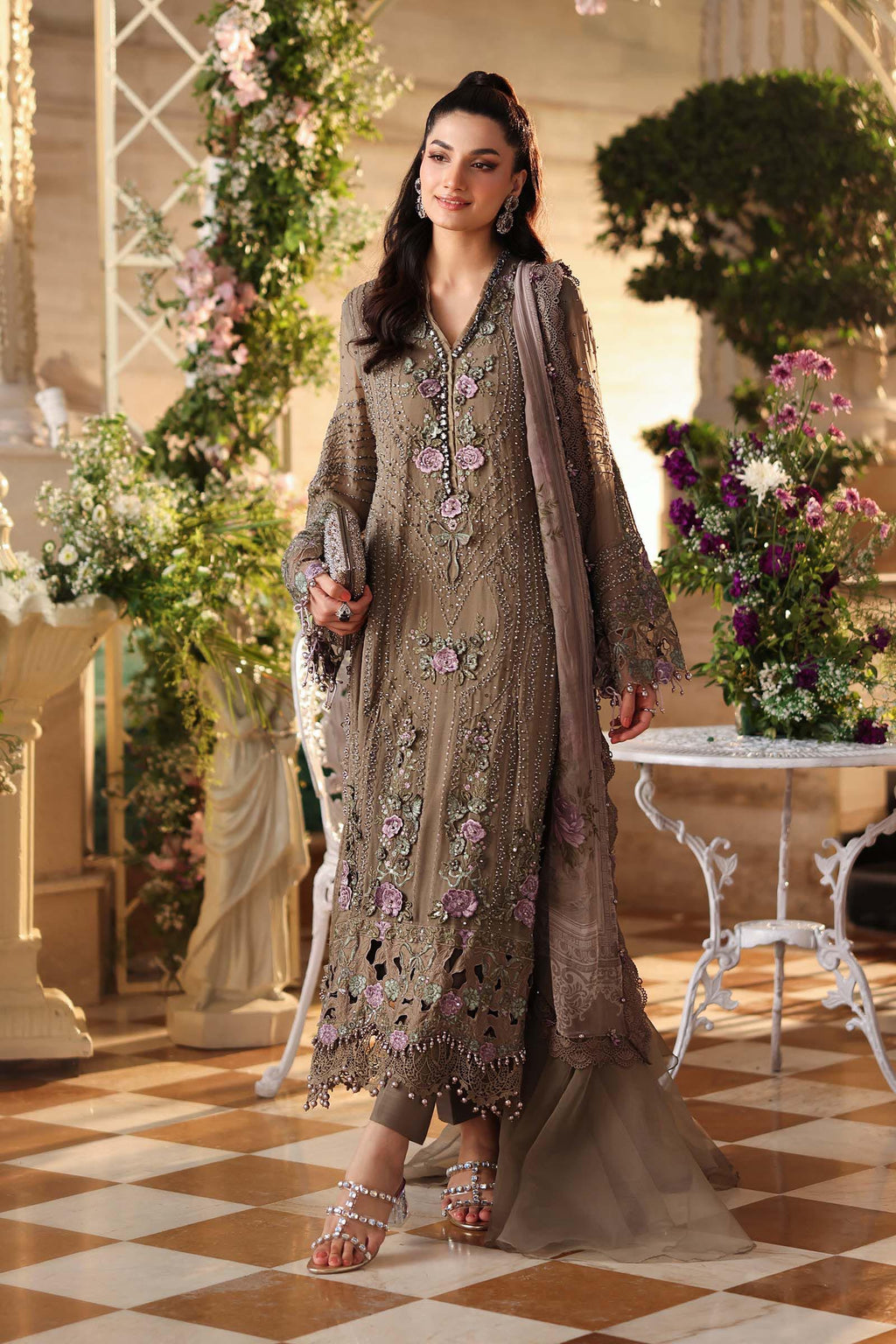 3 Piece Embroidered Chiffon Suit