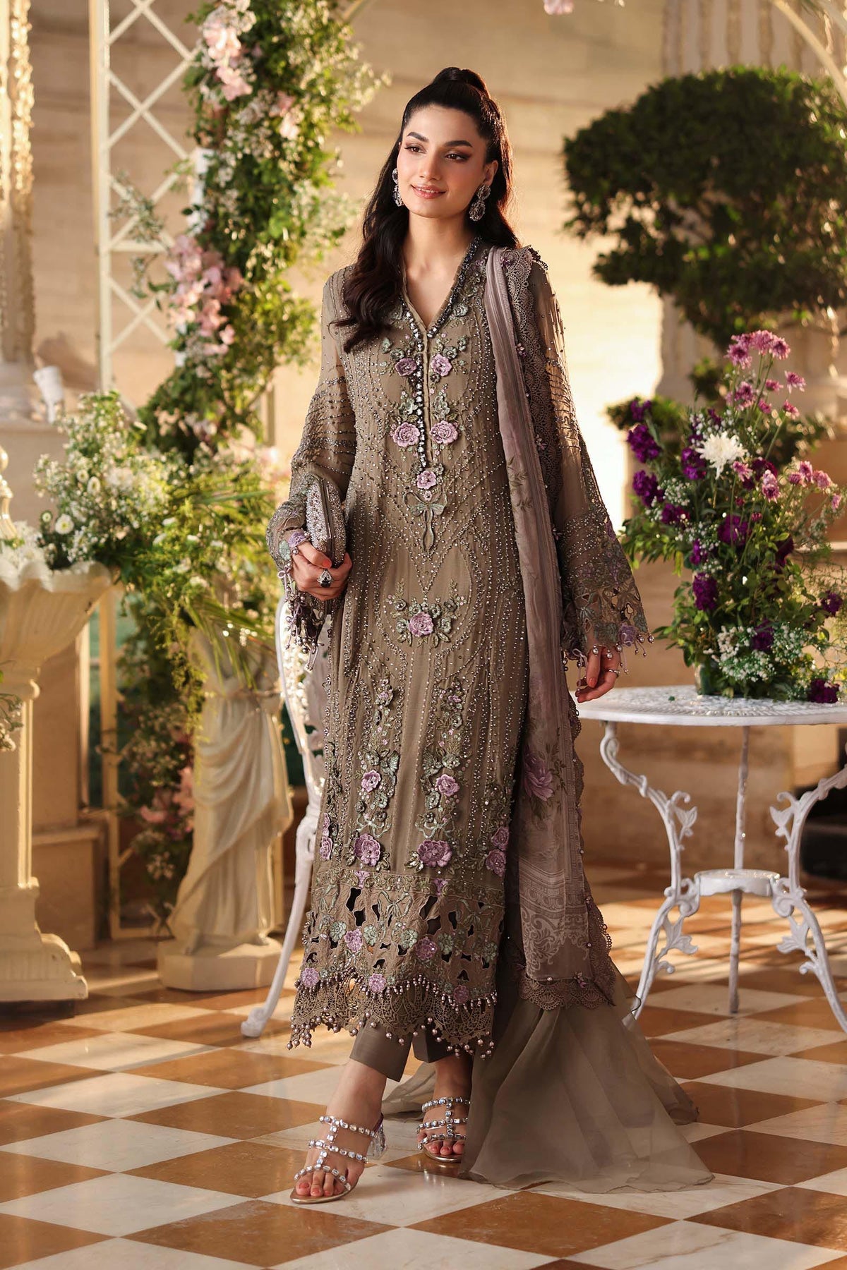 3 Piece Embroidered Chiffon Suit