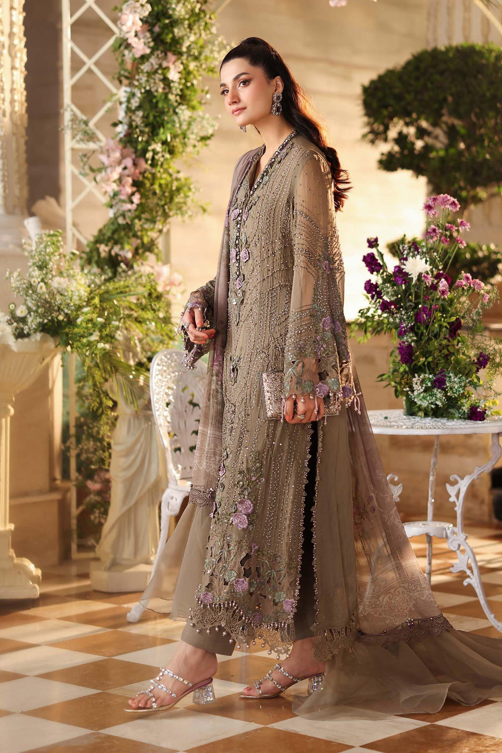 3 Piece Embroidered Chiffon Suit