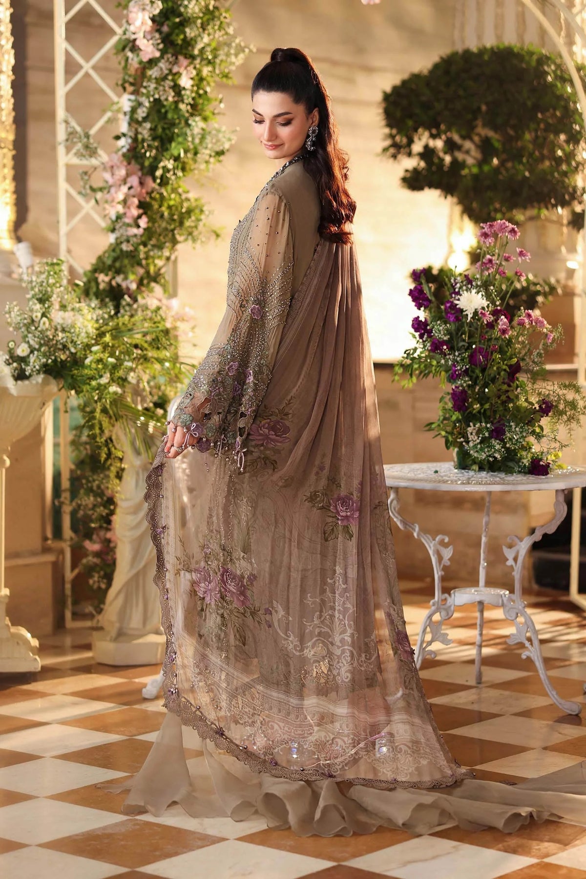 3 Piece Embroidered Chiffon Suit