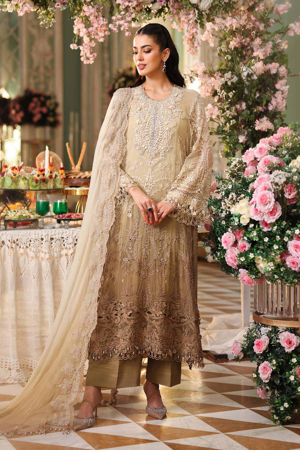 3 Piece Embroidered Chiffon Suit