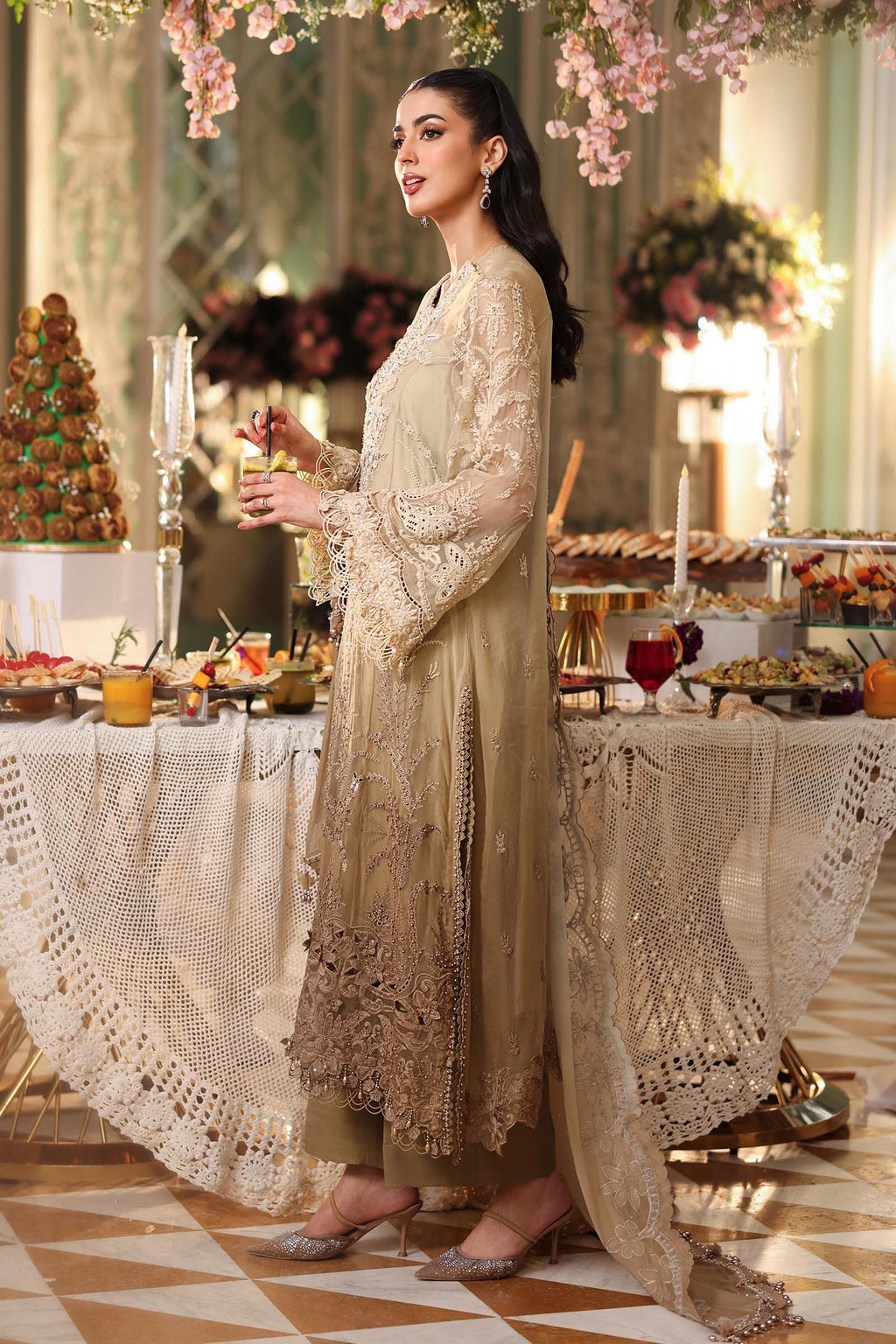 3 Piece Embroidered Chiffon Suit