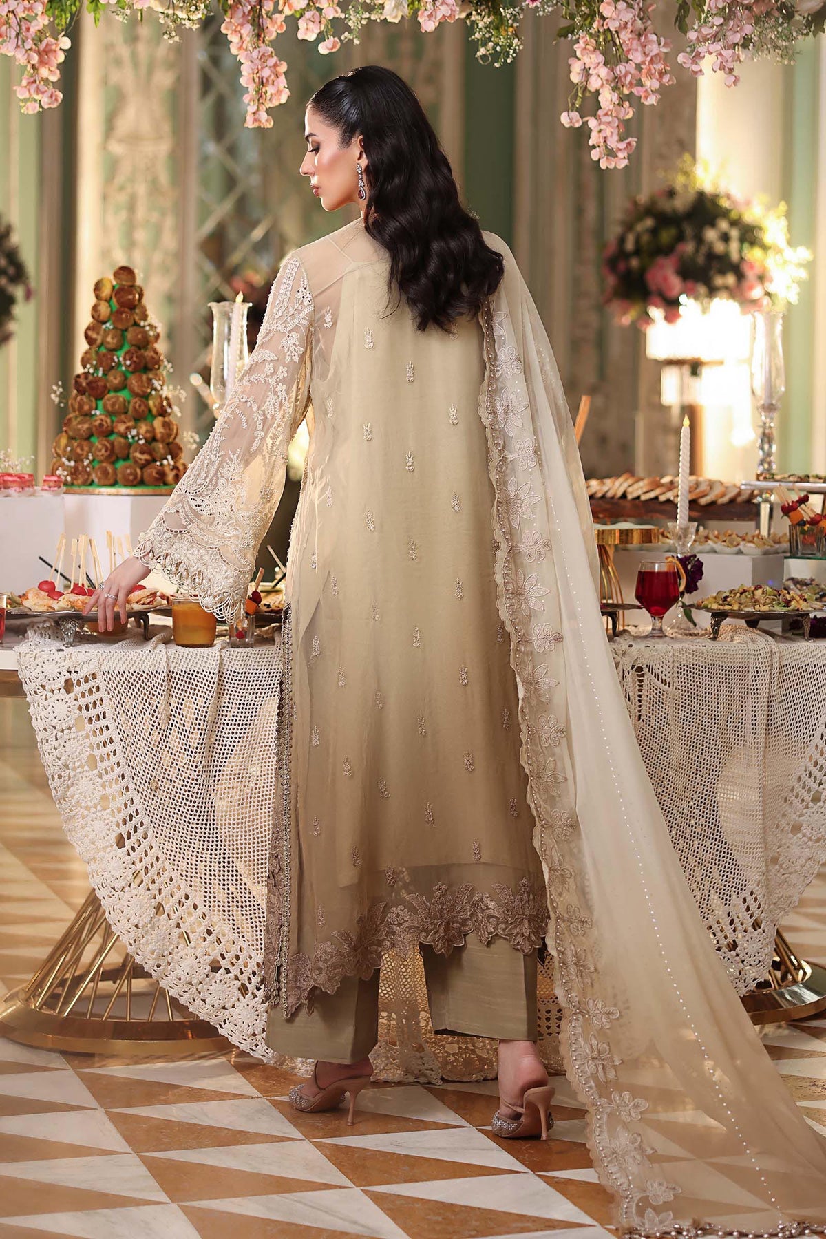 3 Piece Embroidered Chiffon Suit