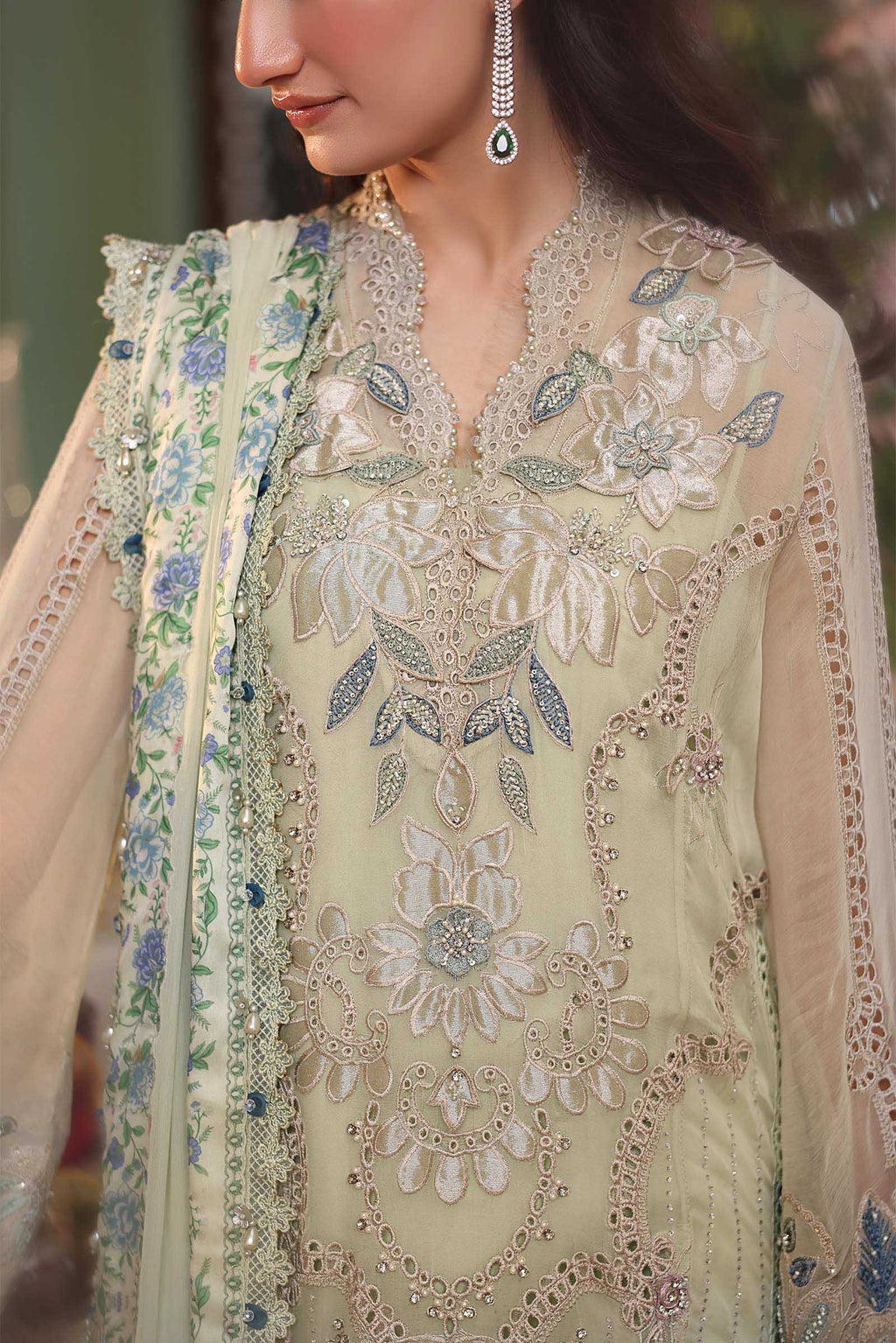3 Piece Embroidered Chiffon Suit