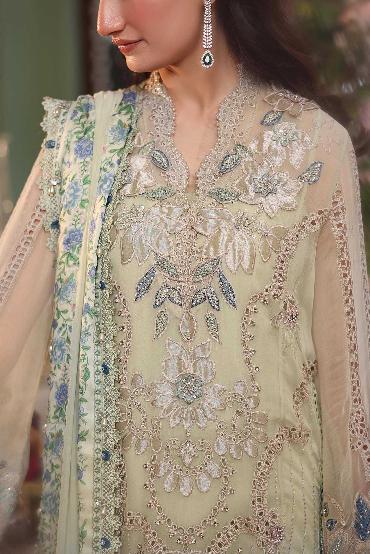 3 Piece Embroidered Chiffon Suit