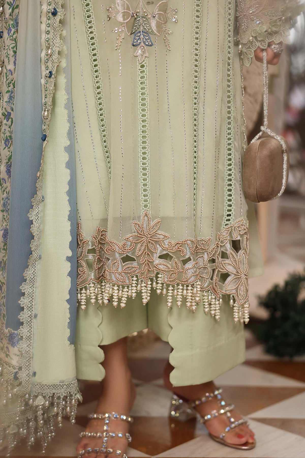 3 Piece Embroidered Chiffon Suit