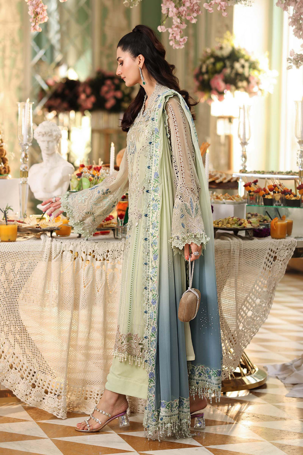 3 Piece Embroidered Chiffon Suit