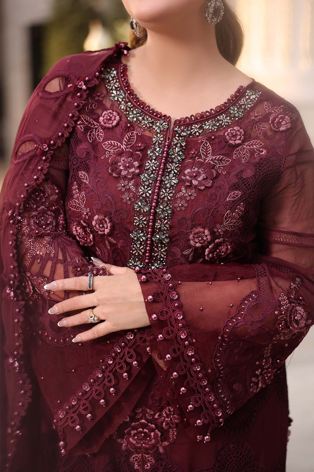 3 Piece Embroidered Chiffon Suit