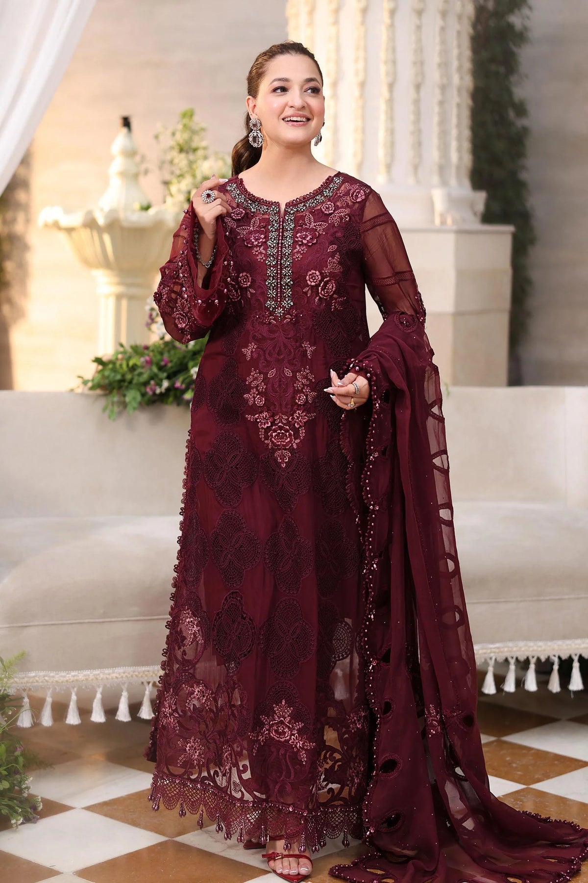 3 Piece Embroidered Chiffon Suit