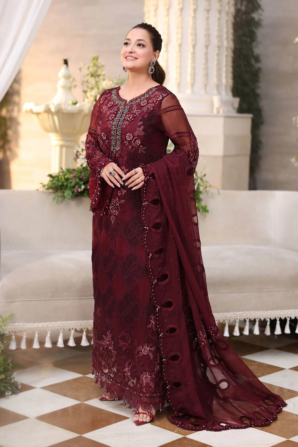 3 Piece Embroidered Chiffon Suit