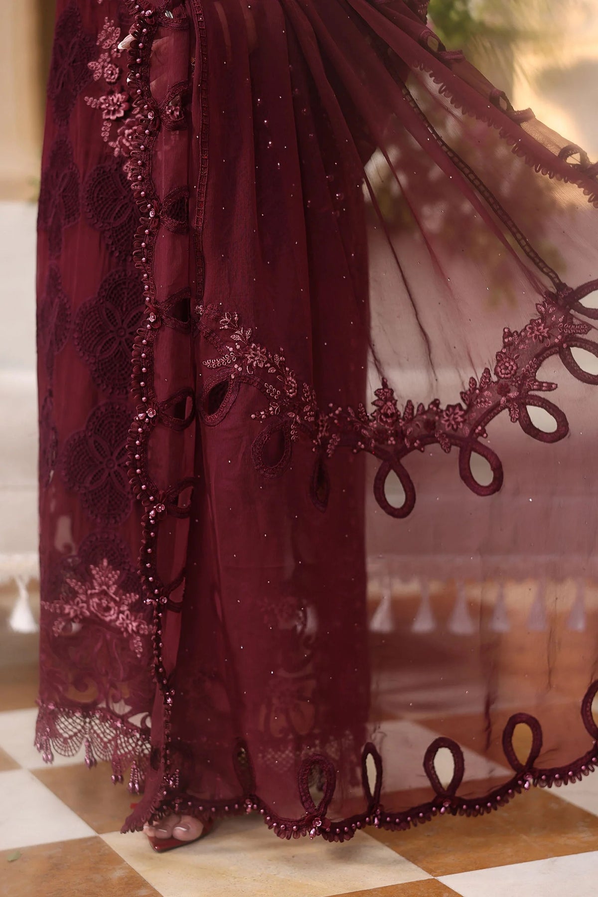 3 Piece Embroidered Chiffon Suit