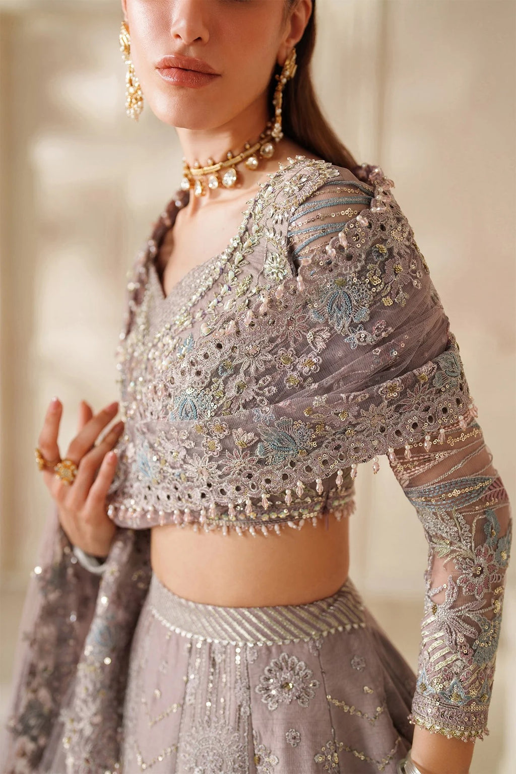 EMBROIDERED NET CH14-04 UNSTITCHED