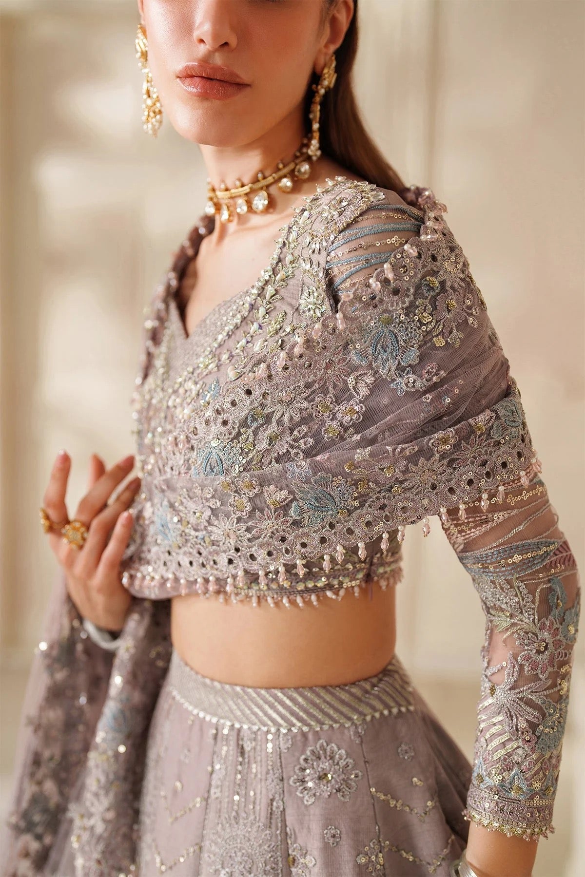 EMBROIDERED NET CH14-04 UNSTITCHED
