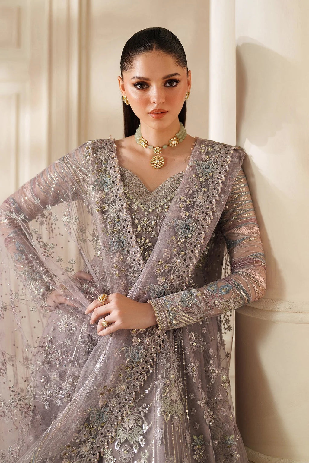 EMBROIDERED NET CH14-04 UNSTITCHED