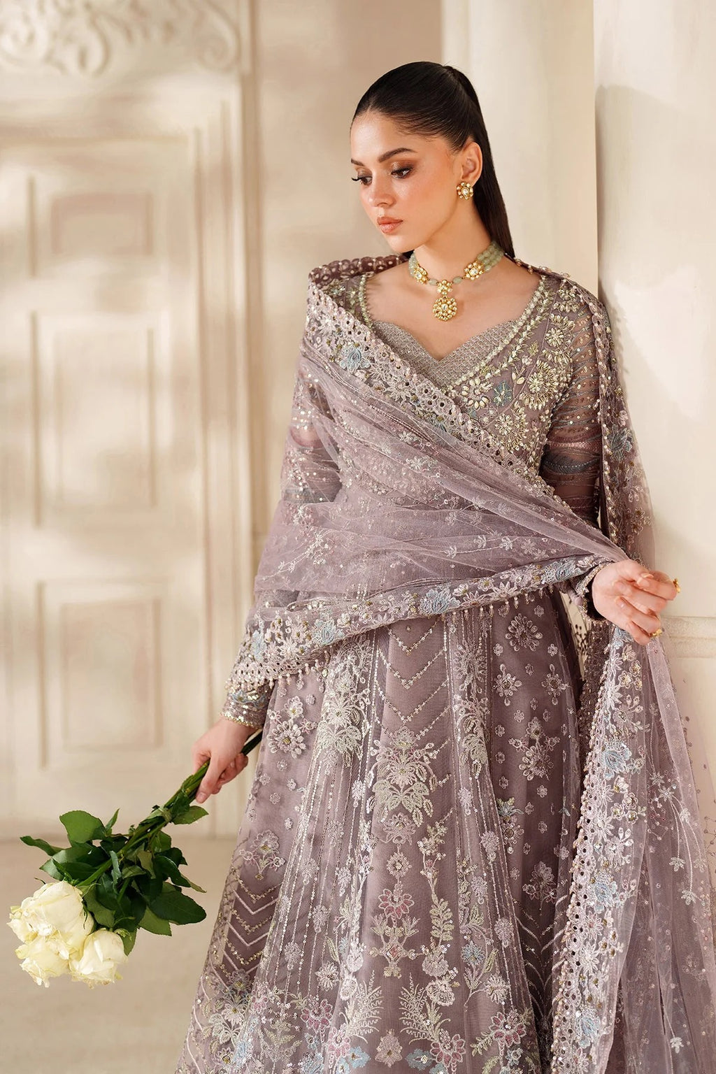EMBROIDERED NET CH14-04 UNSTITCHED