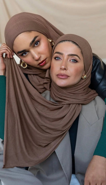 Brown Linen Jersey Hijab