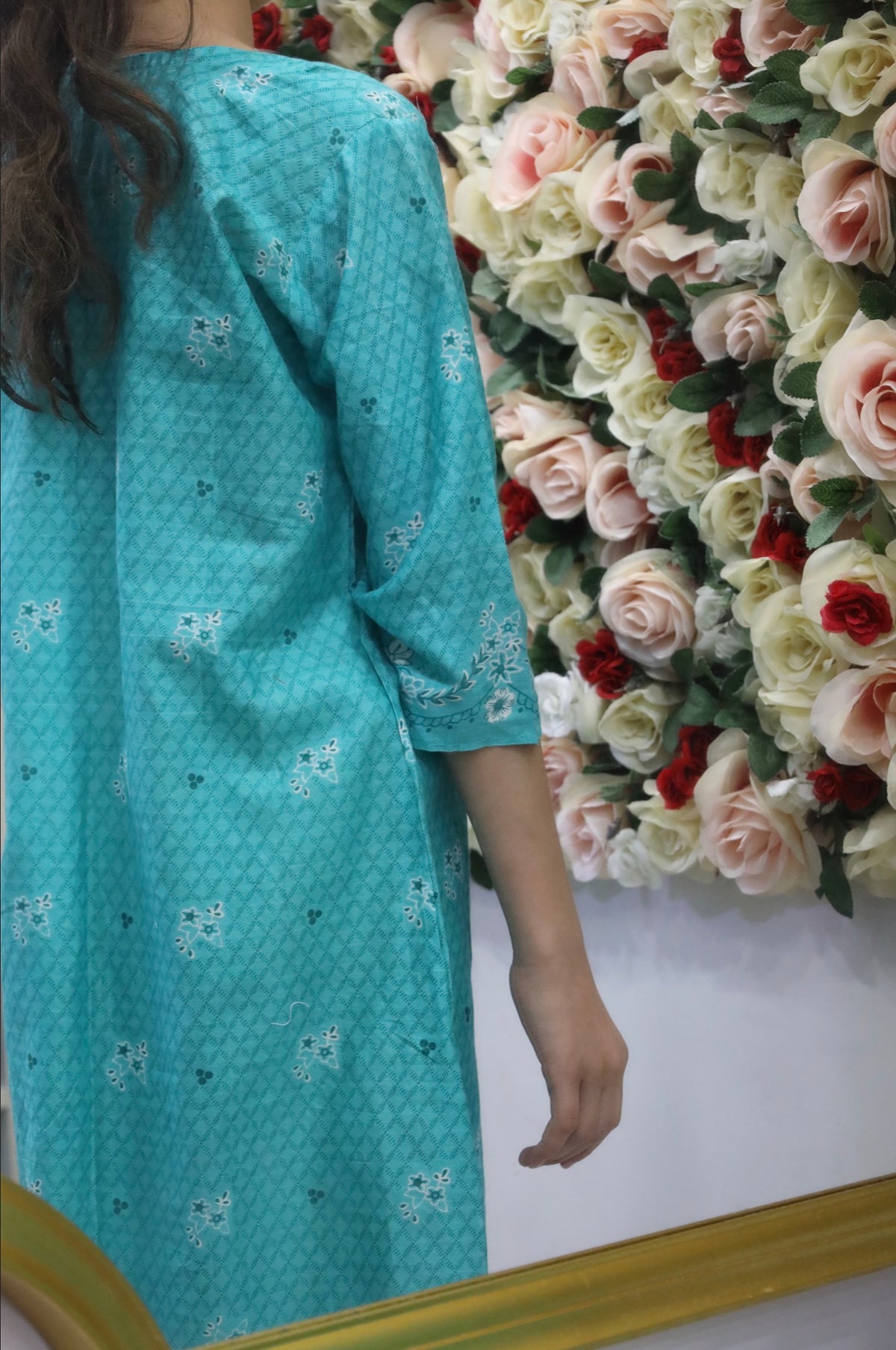 Girls’ Aqua Blue Printed Kurti