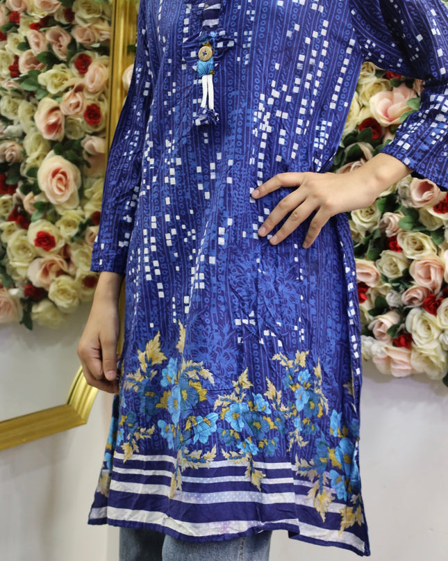 Blue Printed Lawn Kurti