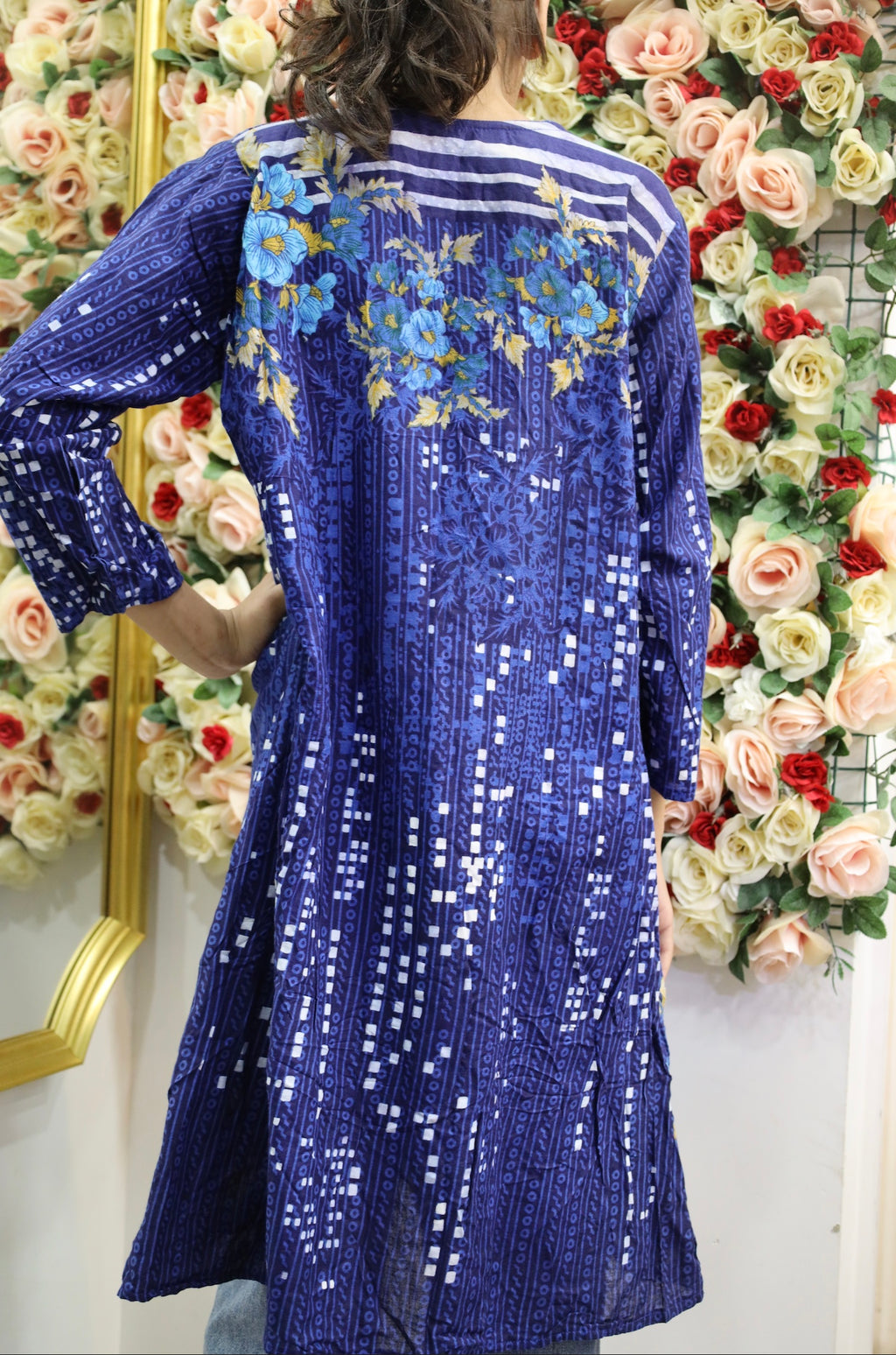 Blue Printed Lawn Kurti