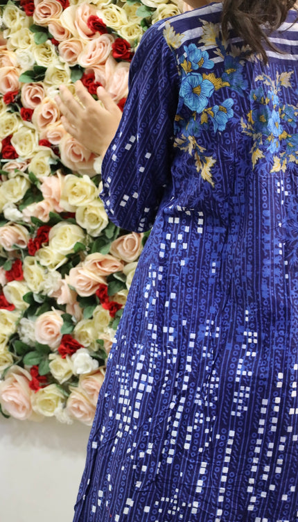 Blue Printed Lawn Kurti