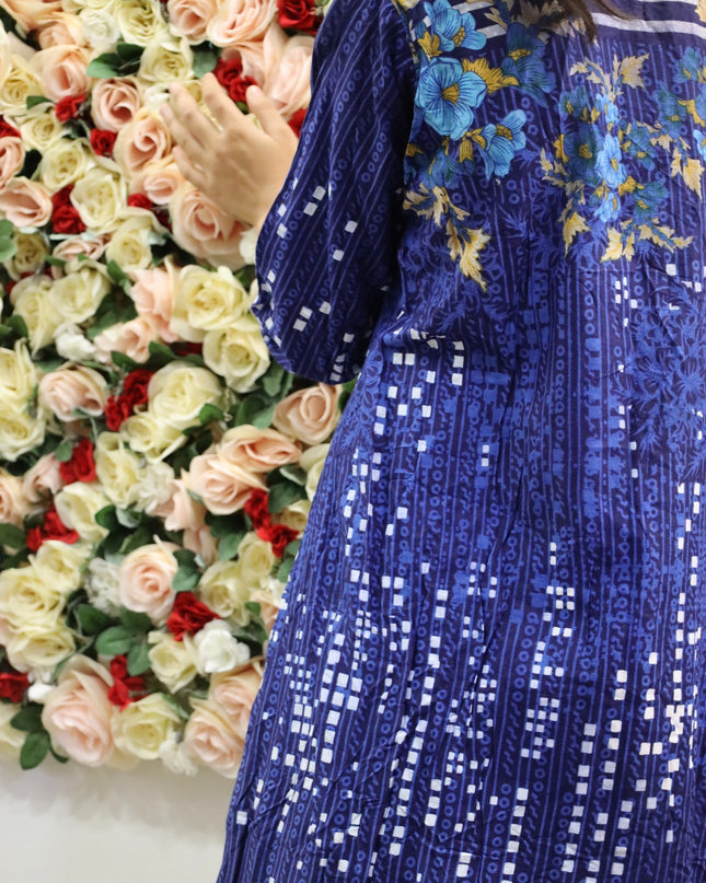 Blue Printed Lawn Kurti