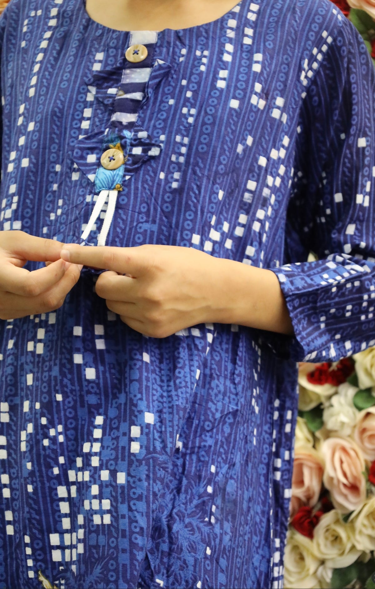 Blue Printed Lawn Kurti