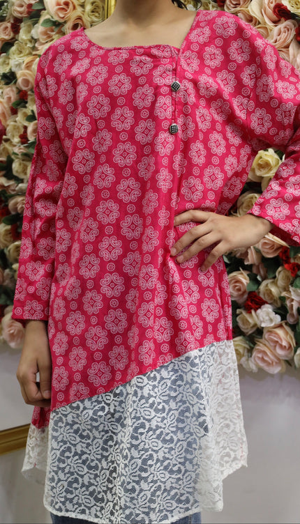 Chic Pink Printed Kurti