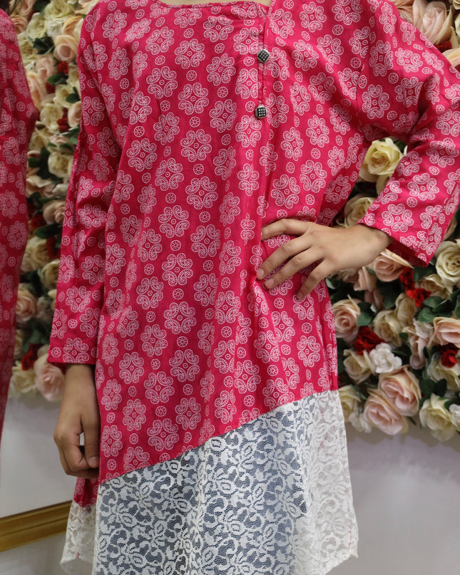 Chic Pink Printed Kurti